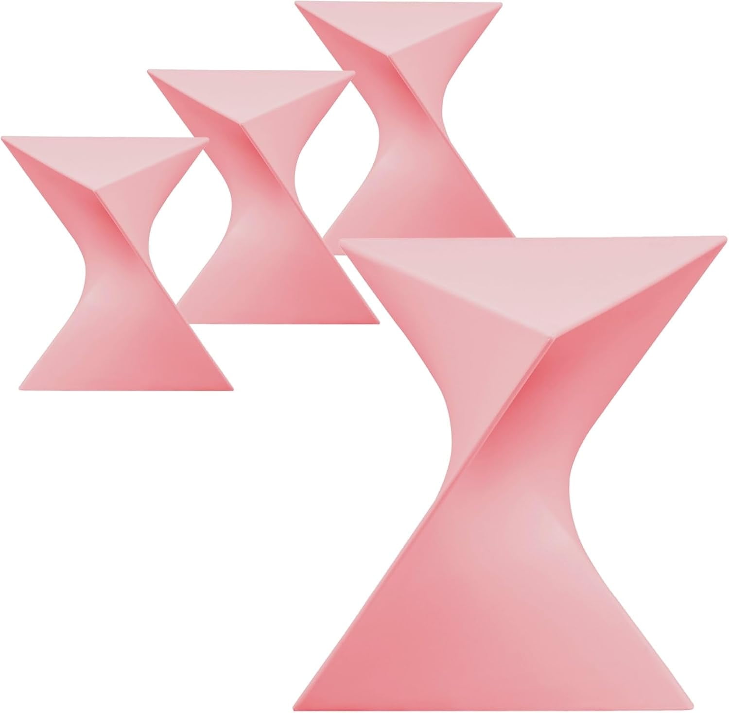 Pink Triangular Modern Plastic Side Tables Set of 4
