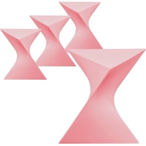 LeisureMod 15.75" Triangular Side Table, Stackable Plastic Accent End Table for Indoor & Outdoor Use, Weather-Resistant Modern Patio & Living Room Table, Set of 4, Pink