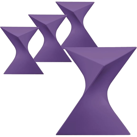 LeisureMod 15.75" Triangular Side Table, Stackable Plastic Accent End Table for Indoor & Outdoor Use, Weather-Resistant Modern Patio & Living Room Table, Set of 4, Purple