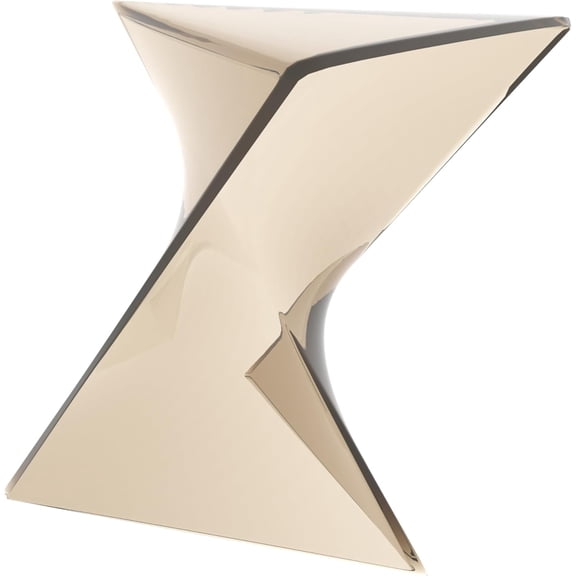 LeisureMod 15.75" Triangular Side Table, Stackable Plastic Accent End Table for Indoor & Outdoor Use, Weather-Resistant Modern Patio & Living Room Table, Amber (Transparent)