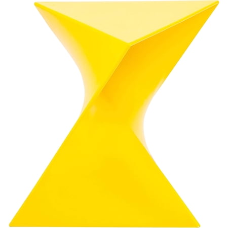 LeisureMod 15.75" Triangular Side Table, Stackable Plastic Accent End Table for Indoor & Outdoor Use, Weather-Resistant Modern Patio & Living Room Table, Yellow
