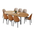 thumbnail image 1 of LeisureMod Tule 9-Piece Dining Set in Steel Frame with 8 Velvet Seat Dining Chairs and 71" Oval Dining Table with MDF Tabletop, Natural Wood/Brown, 1 of 19