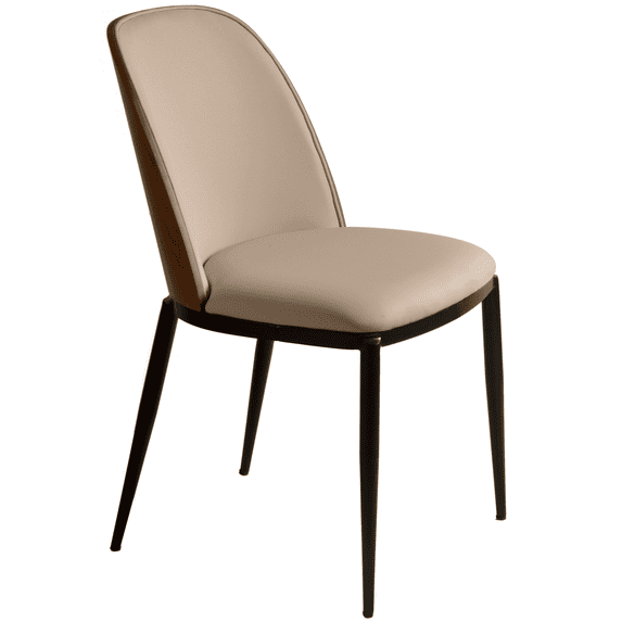LeisureMod Tule Mid-Century Modern Dining Side Chair with Velvet Seat and Powder-Coated Steel Frame for Kitchen and Dining Room, Walnut/Beige