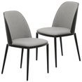thumbnail image 1 of LeisureMod Tule Mid-Century Modern Dining Side Chair with Leather Seat and Powder-Coated Steel Frame for Kitchen and Dining Room in Black/Light Grey Set of 2, 1 of 12