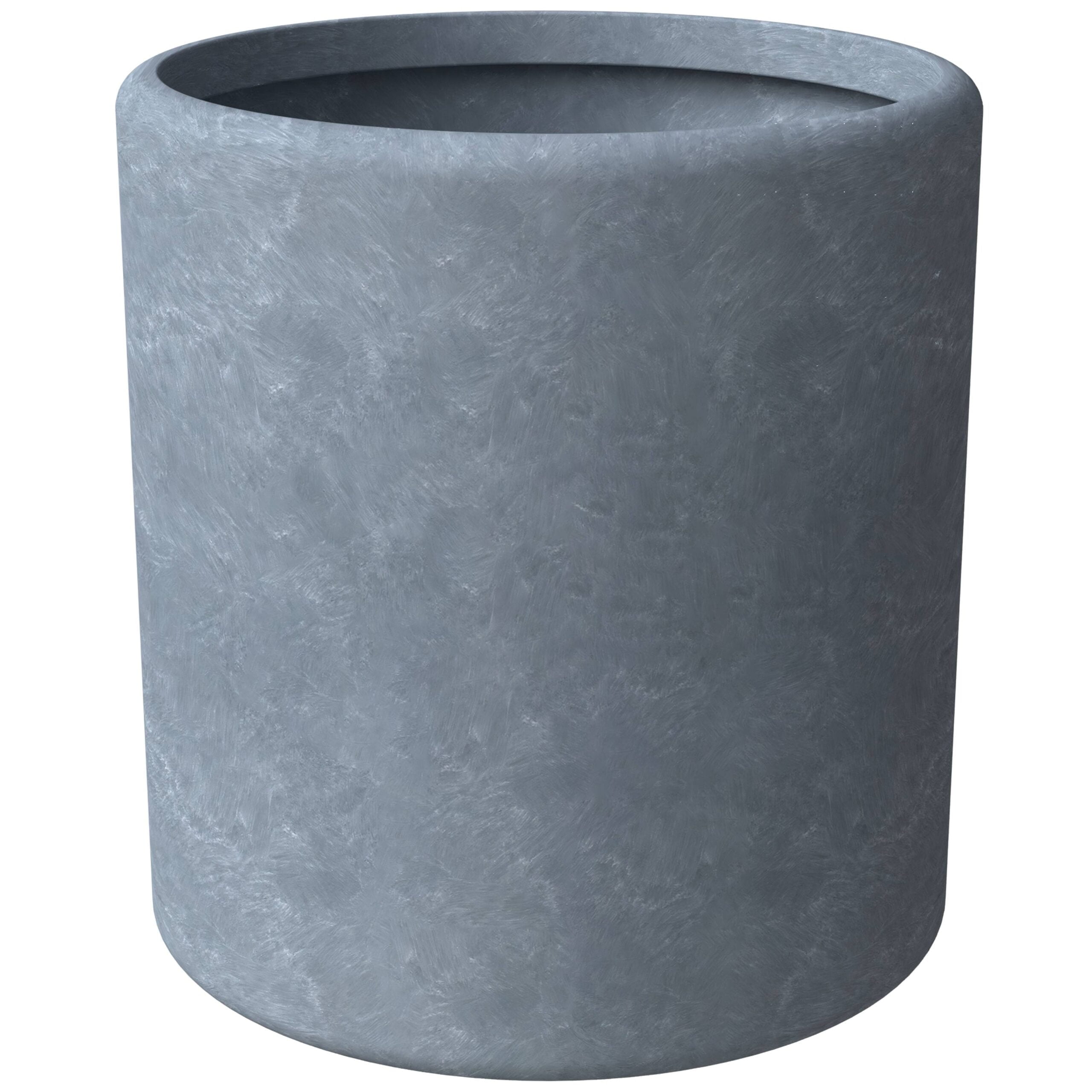 LeisureMod Tundra Fiberstone and MGO Clay Planter, Mid-Century Modern Round Planter Pot for Indoor and Outdoor (Aged Concrete, 14 Inch)