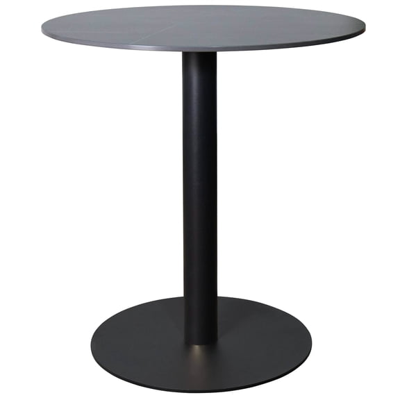 LeisureMod Vail Round Dining Table 36" Wide with Sintered Stone Top and Powder-Coated Round Steel Black Base Kitchen Table, Seats 2-3 Person for Modern Home,