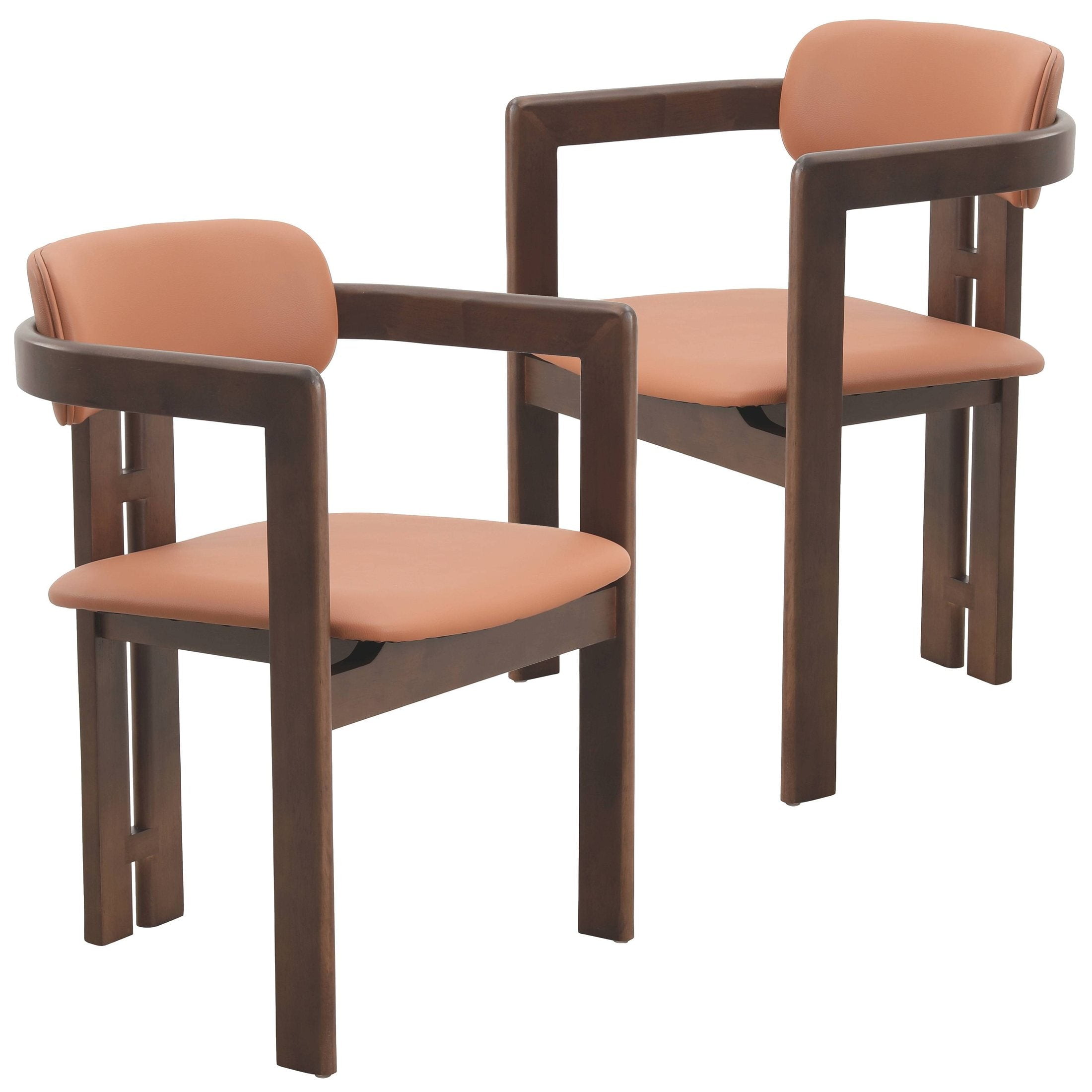 Velo Upholstered Leather Side Chair with Wood Legs, Black Walnut/Dark Brown
