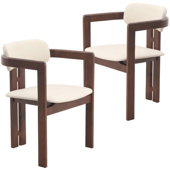 LeisureMod Velo Series Modern Dining Chair in Walnut Color Wood with Toupe Seat