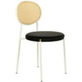 thumbnail image 1 of LeisureMod Velvet Dining Chair Armless Rattan Back Side Chair Modern Accent Chair Comfortable Padded Seat Kitchen Chair with Powder-Coated Stainless Steel Base Euston Collection in Black, 1 of 11
