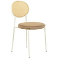 thumbnail image 1 of LeisureMod Velvet Dining Chair Armless Rattan Back Side Chair Modern Accent Chair Comfortable Padded Seat Kitchen Chair with Powder-Coated Stainless Steel Base Euston Collection in Brown, 1 of 11