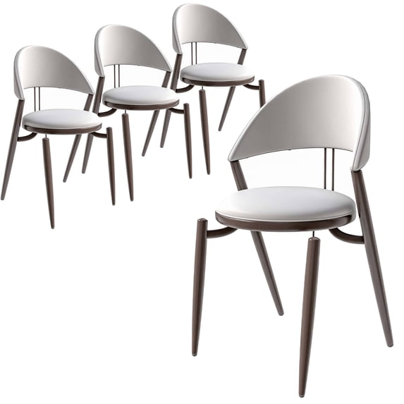 LeisureMod Venice Collection Modern Dining Chair In Black set of 4 in White