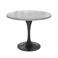 thumbnail image 1 of LeisureMod Verve Mid-Century Modern Dining Table with a 36" Round Sintered Stone Tabletop and Black Steel Pedestal Base for Kitchen and Dining Room, White, 1 of 11