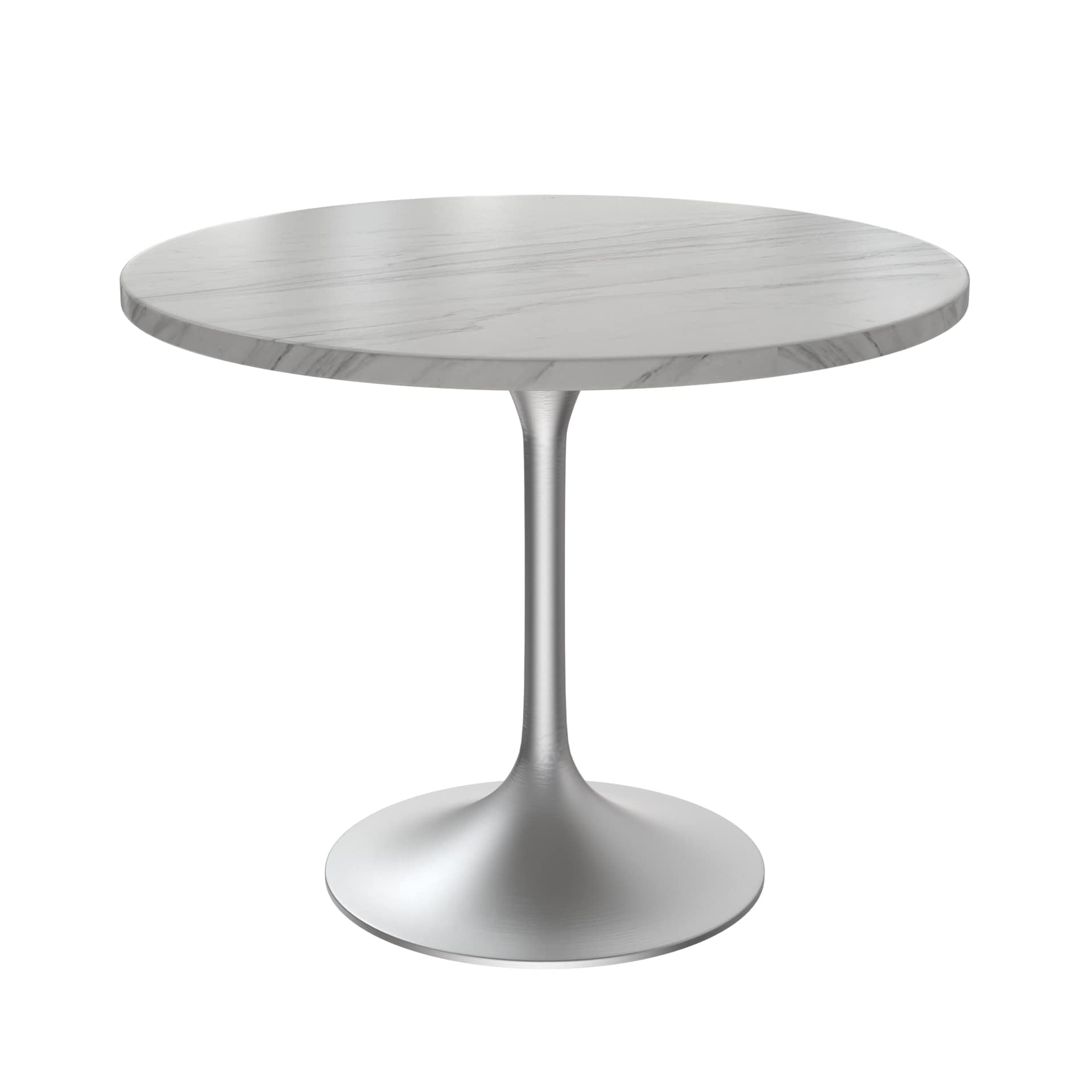 LeisureMod Verve 36" Round Dining Table, Mid-Century Modern Sintered