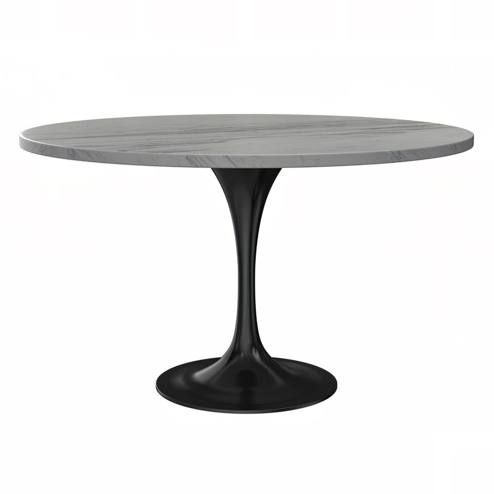 LeisureMod Verve Mid-Century Modern Round Dining Table with White Resin ...