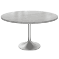 thumbnail image 1 of LeisureMod Verve Mid-Century Modern 48" Round Dining Table with Sintered Stone Top and Brushed Chrome Pedestal Base for Dining Room and Kitchen, White, 1 of 5