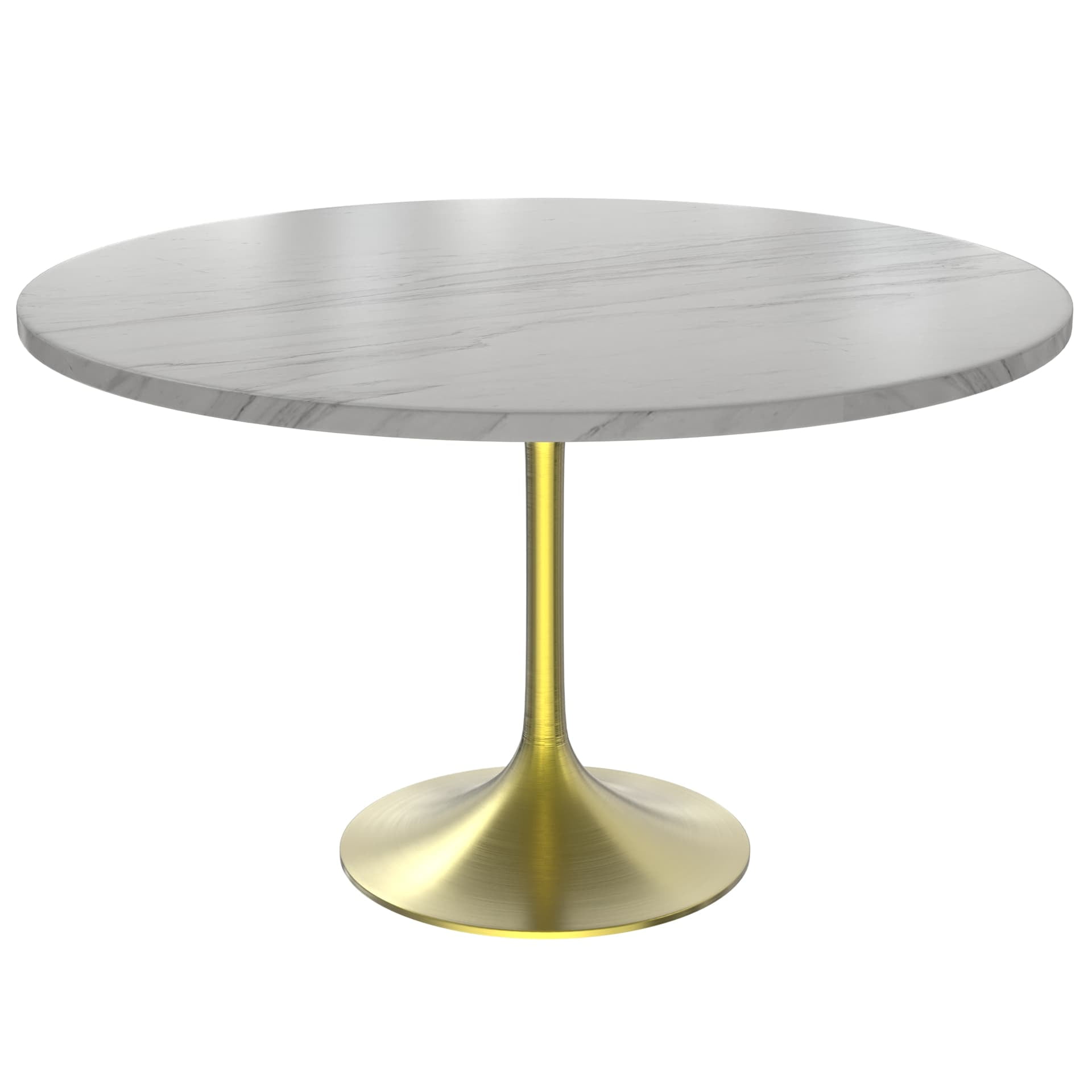 LeisureMod Verve 48" Round Dining Table, MidCentury Modern Stone Top
