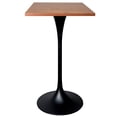 thumbnail image 1 of LeisureMod Verve Collection 24 Square Top Bar Height Table, Black Base with Cognac Brown MDF Top, 1 of 7