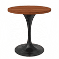 thumbnail image 1 of LeisureMod Verve Mid-Century Modern Dining Table with a 27" Round MDF Tabletop and Black Steel Pedestal Base for Kitchen and Dining Room, Cognac Brown, 1 of 10