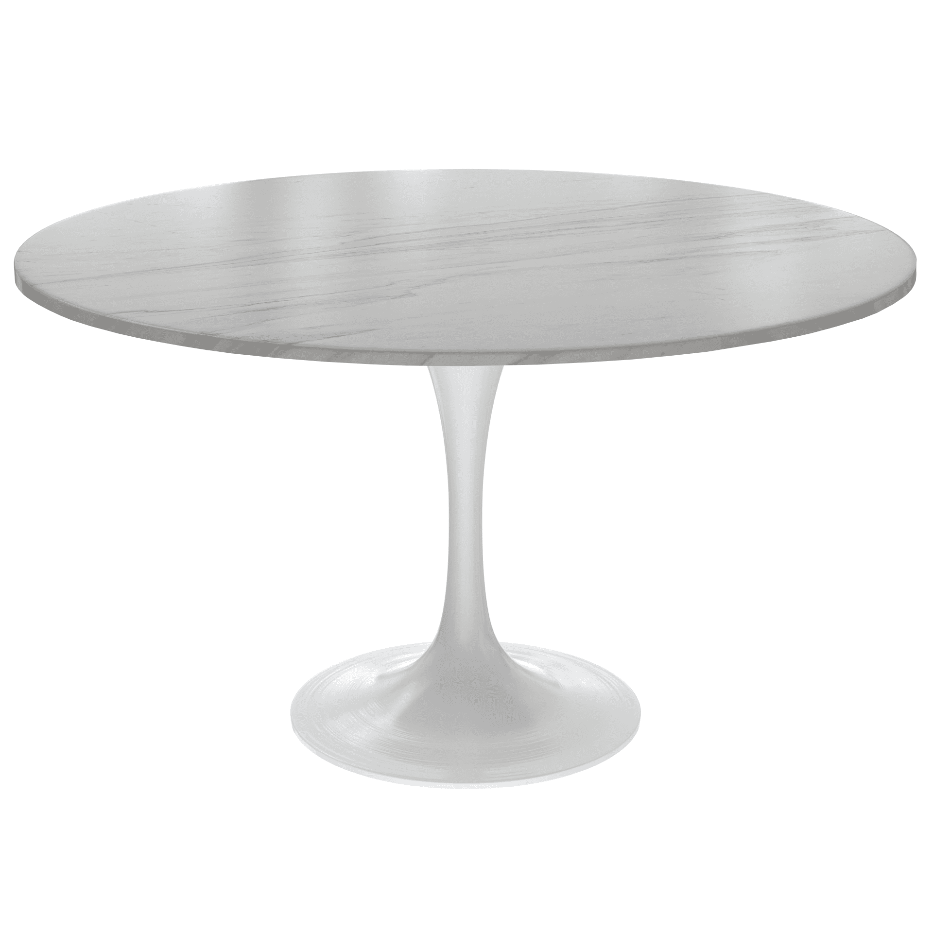 LeisureMod Verve 48" Round Dining Table, Stone Top with White Steel ...
