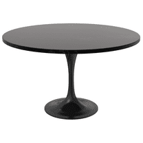 LeisureMod Verve Collection 48 Round Dining Table, Black Base with Black MDF Top