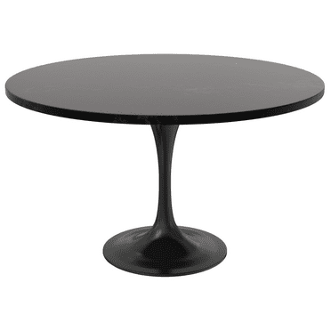 LeisureMod Verve Collection 48 Round Dining Table, Black Base with Black MDF Top