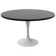 thumbnail image 1 of LeisureMod Verve Mid-Century Modern 48" Round Dining Table with MDF Top and White Steel Pedestal Base for Dining Room and Kitchen, Black, 1 of 10