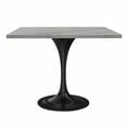 thumbnail image 1 of LeisureMod Verve Mid-Century Modern Square Dining Table with a Laminated White Marbleized Tabletop and Black Stainless Steel Pedestal Base for Kitchen and Dining Room (36 Inch), 1 of 6