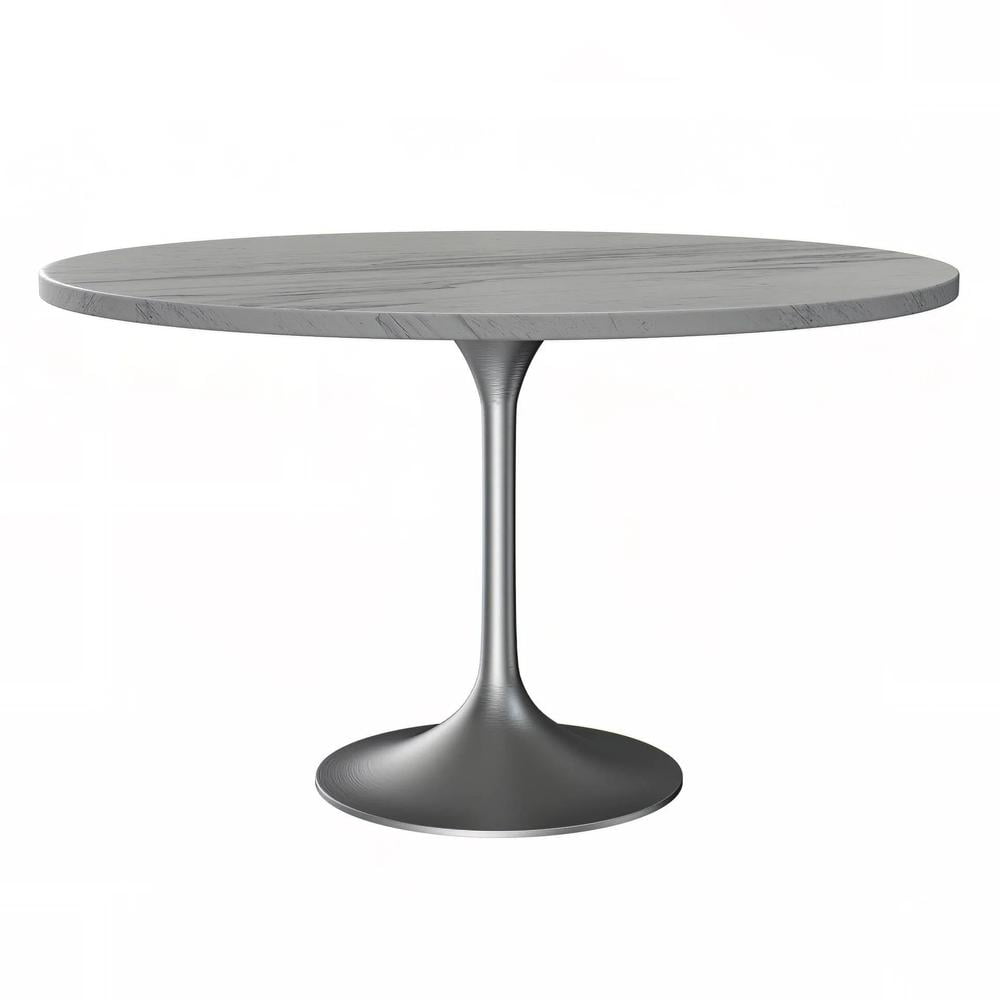 LeisureMod Verve Modern Round Dining Table with White Resin Tabletop ...
