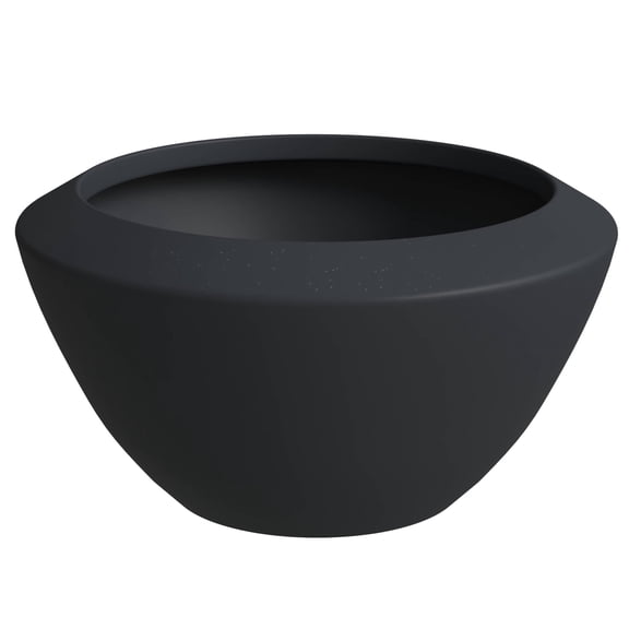 LeisureMod Vessel Fiberstone and MGO Clay Planter, Mid-Century Modern Round Planter Pot for Indoor and Outdoor Home (15 Inches)