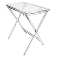 thumbnail image 1 of LeisureMod Victorian Modern Folding Side Table, Acrylic Tray with Chrome Legs, Accent Sofa End Table - Clear, 1 of 12