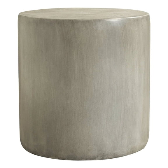 LeisureMod Vintara Collection Round Side Table, Modern Drum Accent Table for Living Room, Bedroom & Indoor/Outdoor Use, Cement Grey