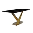 thumbnail image 1 of LeisureMod Voren Mid-Century Modern Dining Table with a 55" Sintered Stone Rectangular Tabletop in Gold Stainless Steel Base for Kitchen and Dining Room, Black/Gold, 1 of 10