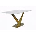 thumbnail image 1 of LeisureMod Voren Mid-Century Modern Dining Table with a 55" Sintered Stone Rectangular Tabletop in Gold Stainless Steel Base for Kitchen and Dining Room, White, 1 of 10