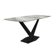 thumbnail image 1 of LeisureMod Voren Modern Dining Table with 71" Rectangular Sintered Stone or Glass Wide Tabletop and Black Steel Legs for Home, Kitchen, Dining or Conference Room in Light Grey, 1 of 10