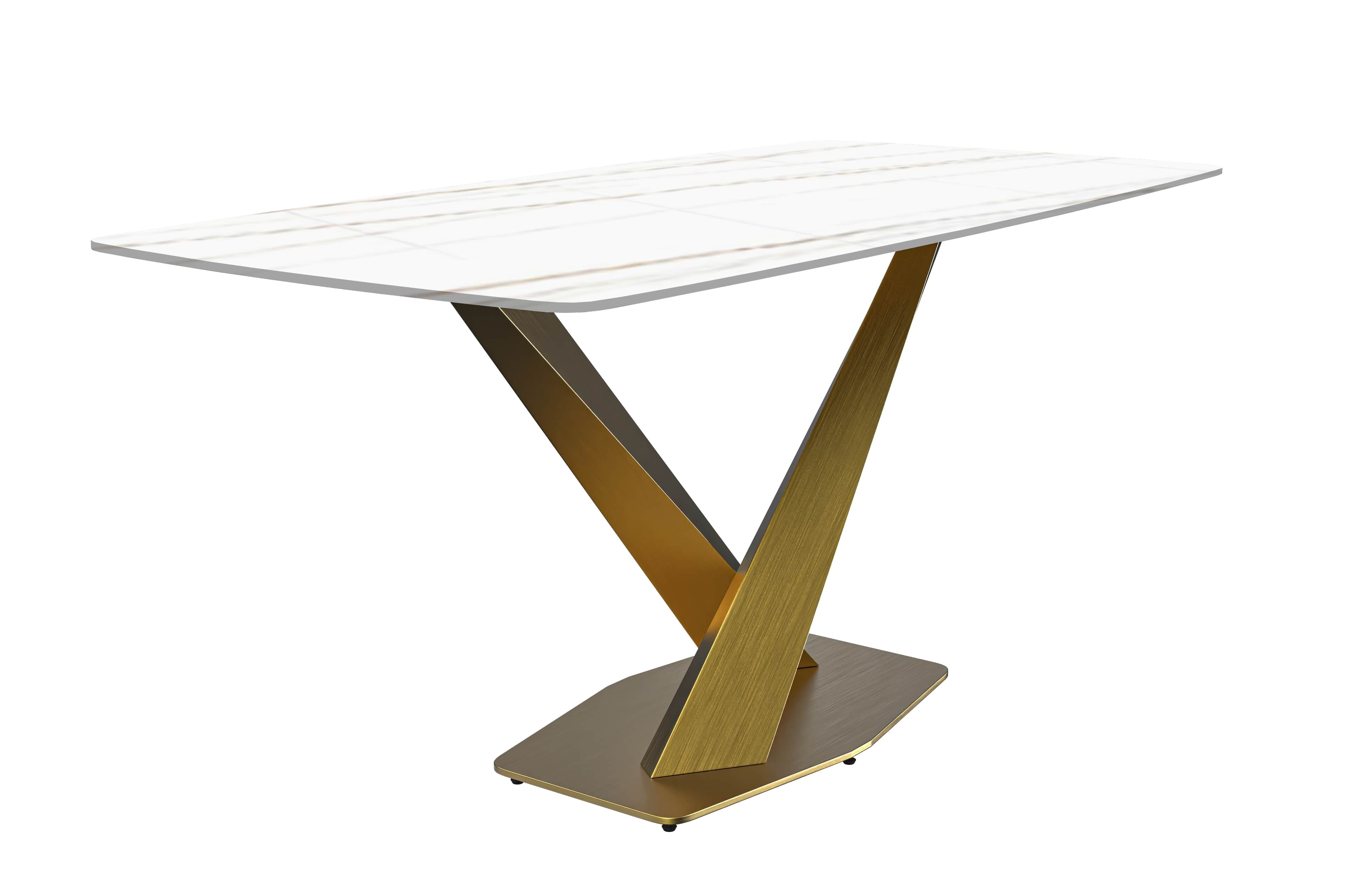 LeisureMod Voren Modern Dining Table with 71" Rectangular Sintered ...