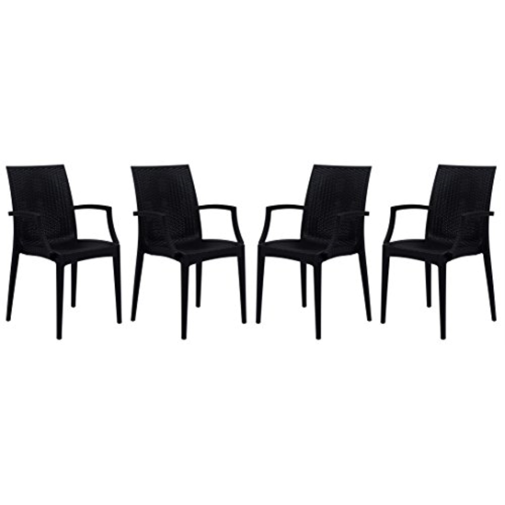 Mace Modern Black Weave Indoor/Outdoor Dining Chair Set of 4