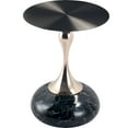 thumbnail image 1 of LeisureMod Wide Side Table with Black Stainless Steel Top Round Accent Table and Pedestal Base Modern End Table for Home, Living Room Savoy Series in Stone Black, 1 of 11