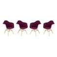 thumbnail image 1 of LeisureMod Willow Modern Velvet Accent Chair With Eiffel Wooden Base Set Of 4 In Purple, 1 of 9
