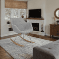thumbnail image 1 of Modern Upholstered Rocking Chair – Small Accent Chair for Nursery, Kids, or Living Room | Nursing Chair with Curved Back & Wood Rocker Legs, Grey, 1 of 7