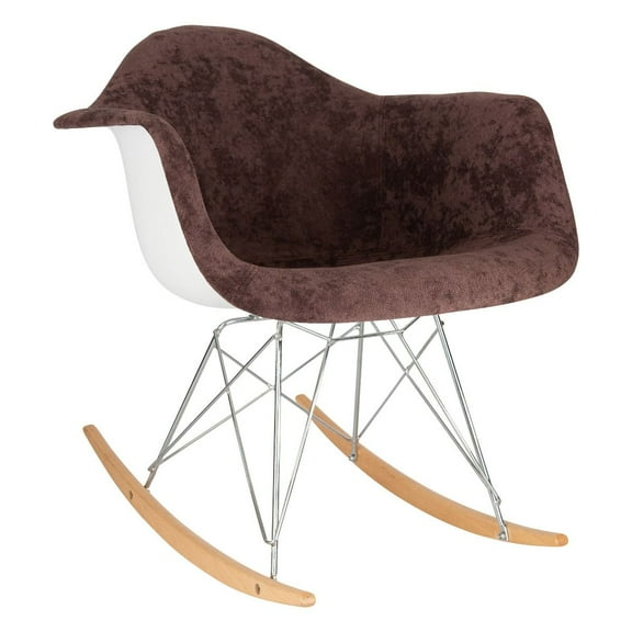 LeisureMod Wilson Modern Velvet Rocking Chair with Wood Legs – Nursery Accent Glider