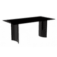 thumbnail image 1 of LeisureMod Zara Mid-Century Modern Rectangular 71" Dining Table with Glass Wide Top and Curved Stainless-Steel Base for Kitchen and Dining Room in Black, 1 of 9
