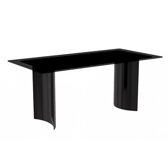 LeisureMod Zara Mid-Century Modern Rectangular 71" Dining Table with Glass Wide Top and Curved Stainless-Steel Base for Kitchen and Dining Room in Black