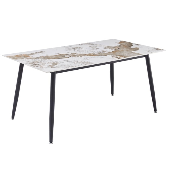LeisureMod Zayle Modern Dining Table with a Glass Rectangular Wide Tabletop and Steel Base for Kitchen and Living Room (Clear, 55" Wide)