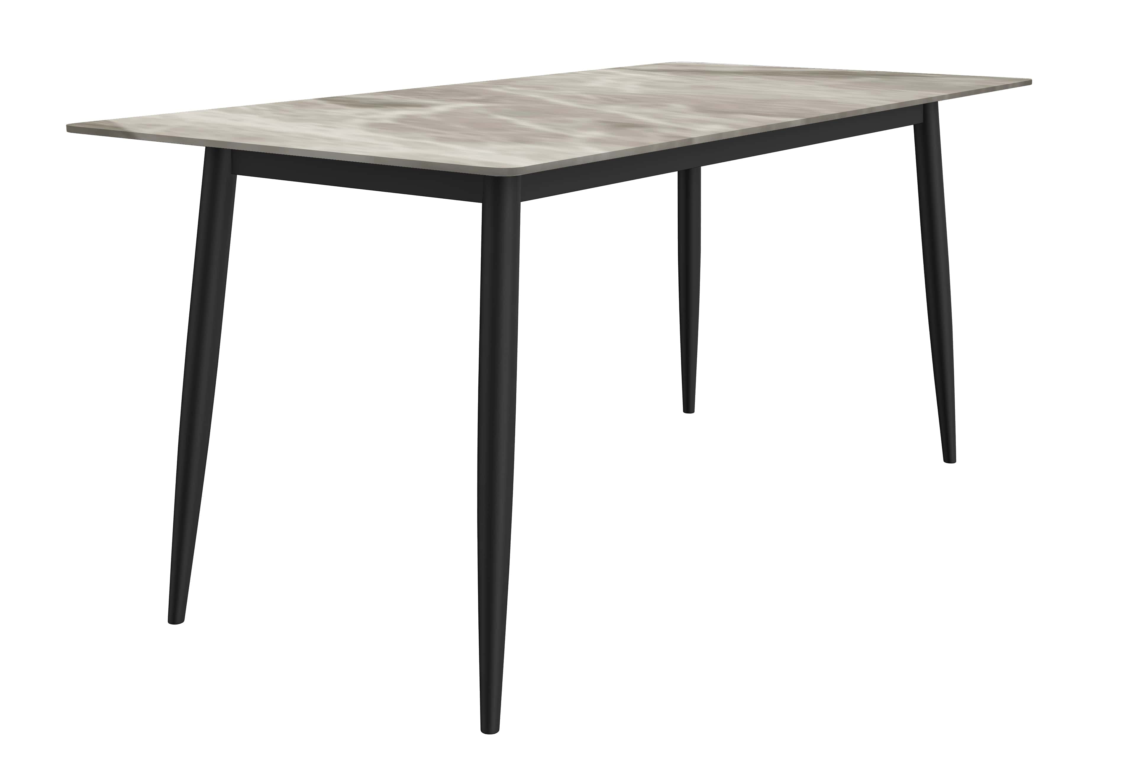 Deep Grey Rectangular Glass Dining Table with Black Steel Base