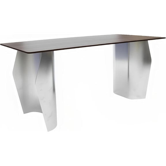 LeisureMod Zelan 62 inch Rectangular Dining Table, Mid-Century Modern Sintered Stone Top with Steel Legs, Scratch-Resistant Kitchen & Dining Table, Red Oak