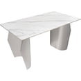 thumbnail image 1 of LeisureMod Zelan 95 Inch Rectangular Mid-Century Modern Table, Sintered Stone Top, Steel Legs, Scratch-Resistant Kitchen Dining Table, White Marble, 1 of 9