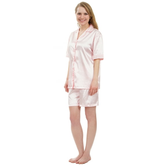 Leisureland Classic Women's Stretch Short Satin Pajama Set