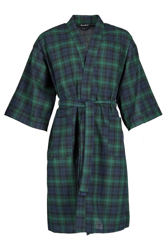 Plaid Kimono Broadcloth Robe (Men)