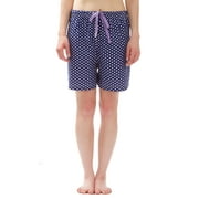 "Leisureland Polka Dot Cotton Poplin Pajama Lounge Boxer Shorts Blue"