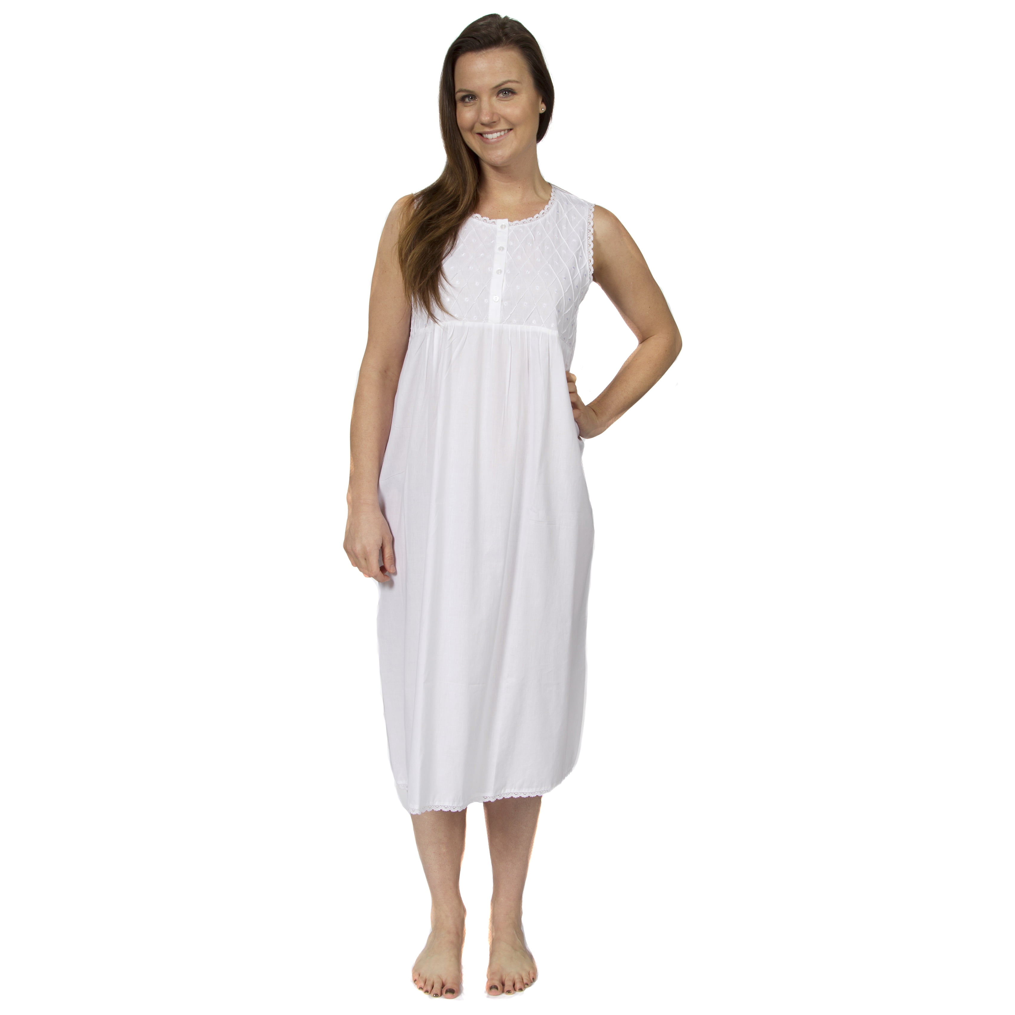 Leisureland Women's Cotton Sleeveless Embroidered Victorian Robe ...